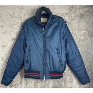 Vtg Alpine Ski Mens Nylon Jacket‎ XL Blue Removable Sleeves Retro 80s 90s Coat